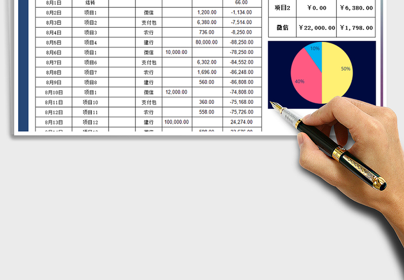 2024年现金流水账-自动计算汇总免费下载