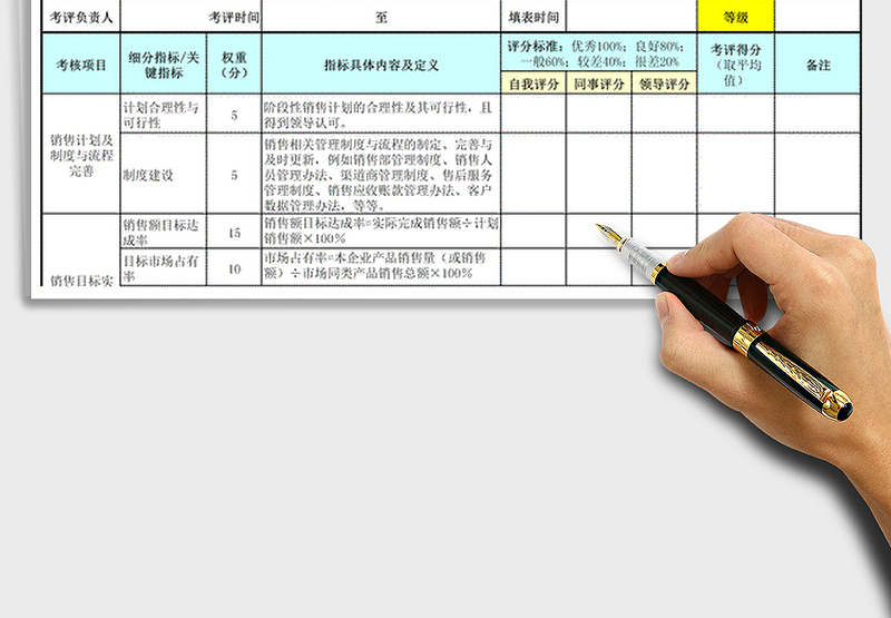 销售经理绩效考核表