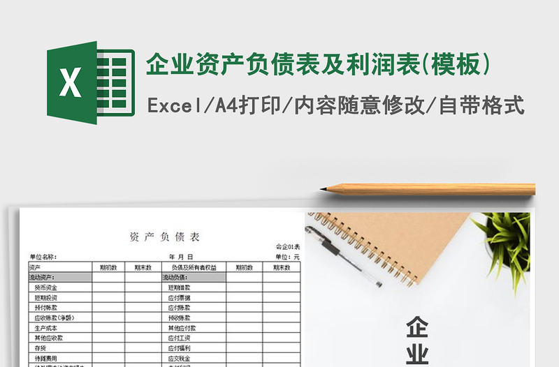 2024年企业资产负债表及利润表(模板)
