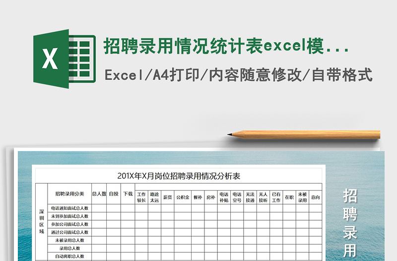 2025招聘录用情况统计表excel模板表格免费下载