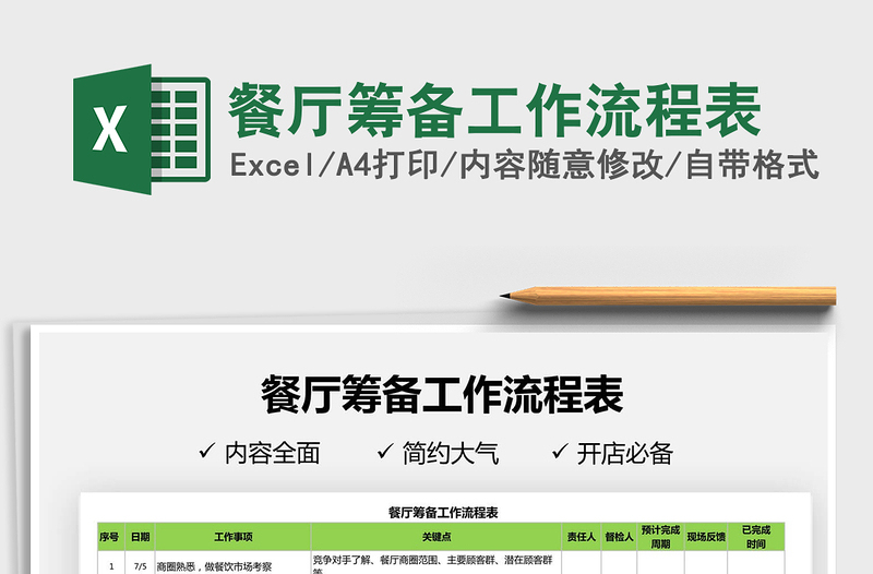 2025餐厅筹备工作流程表免费下载