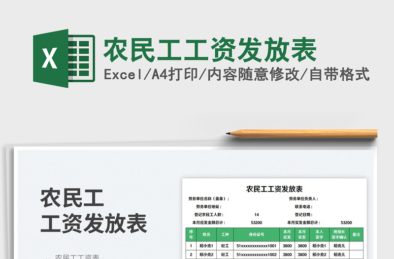 2025农民工工资发放表免费下载