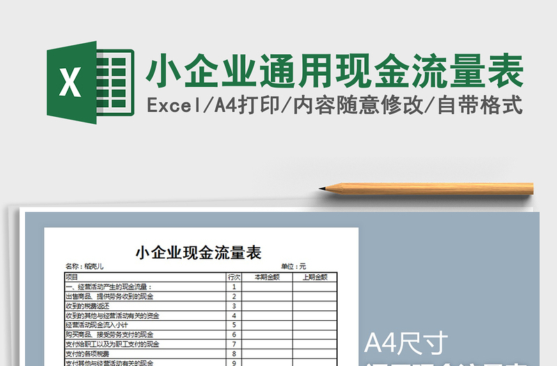 2025年小企业通用现金流量表