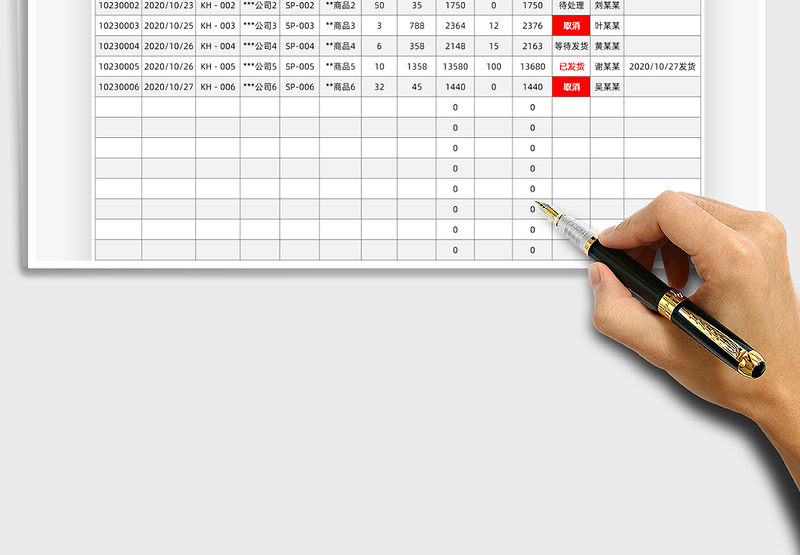 2025年销售订单登记表带公式