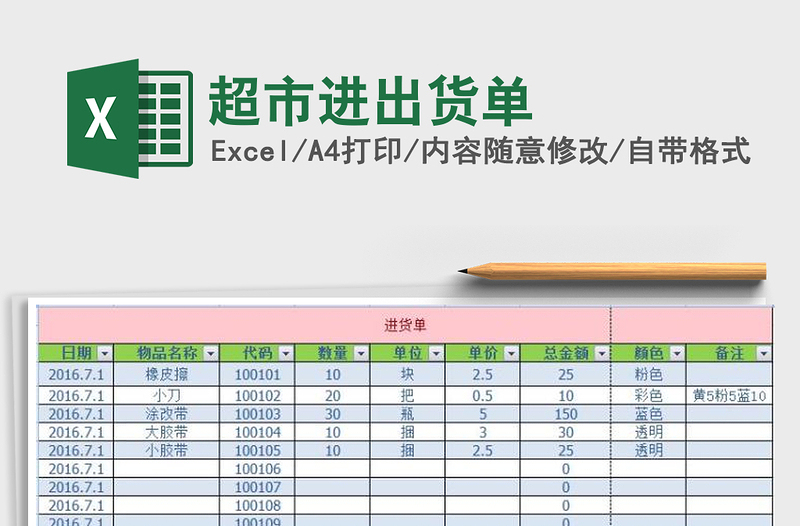 2025年超市进出货单