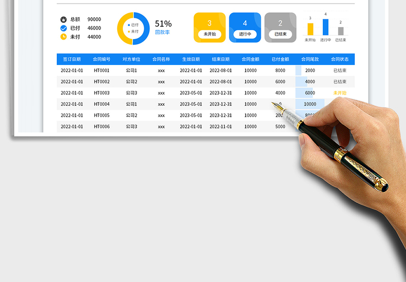 2025客户合同登记跟踪管理表（尾款、状态跟踪）