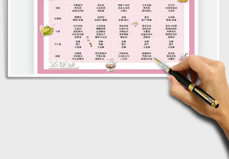 2025年幼儿园一周食谱表