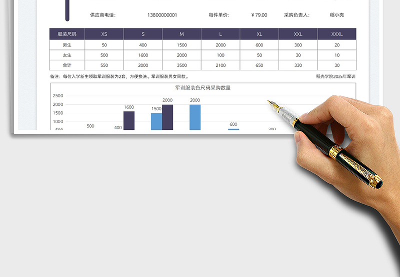 2025学生军训服装采购表