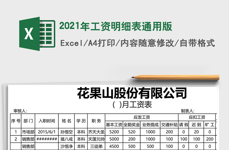 2025年工资明细表通用版