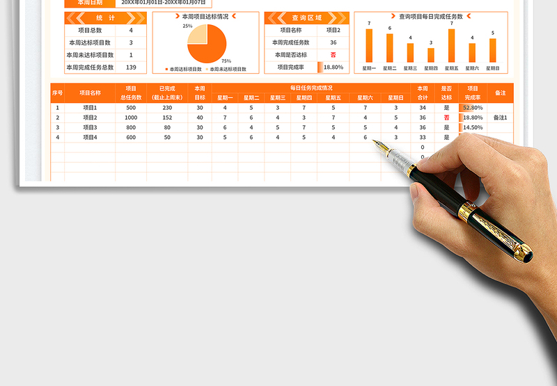 通用统计项目周报exce表格