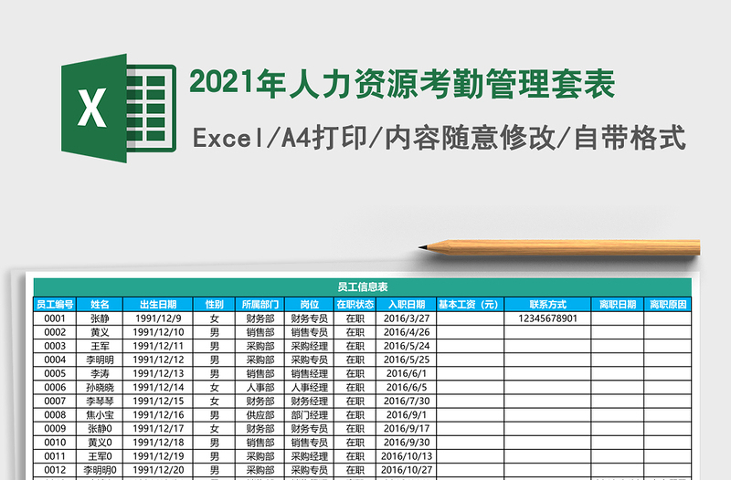 2025年人力资源考勤管理套表