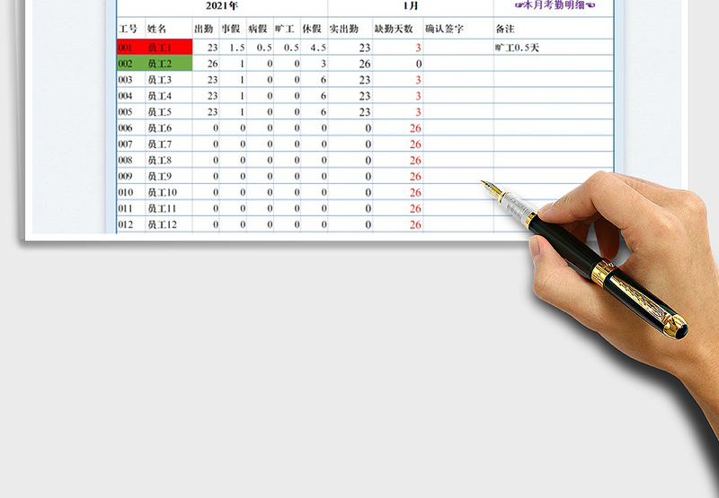 2025公司考勤汇总表免费下载