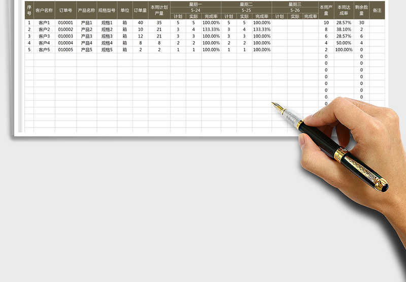 2025生产计划表免费下载