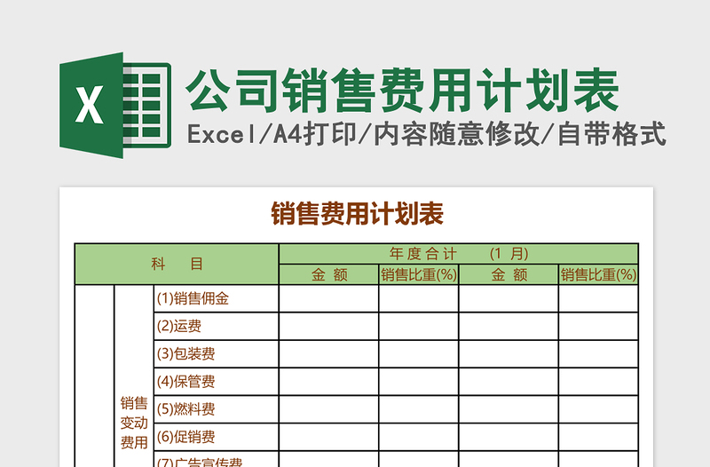 2025公司销售费用计划表