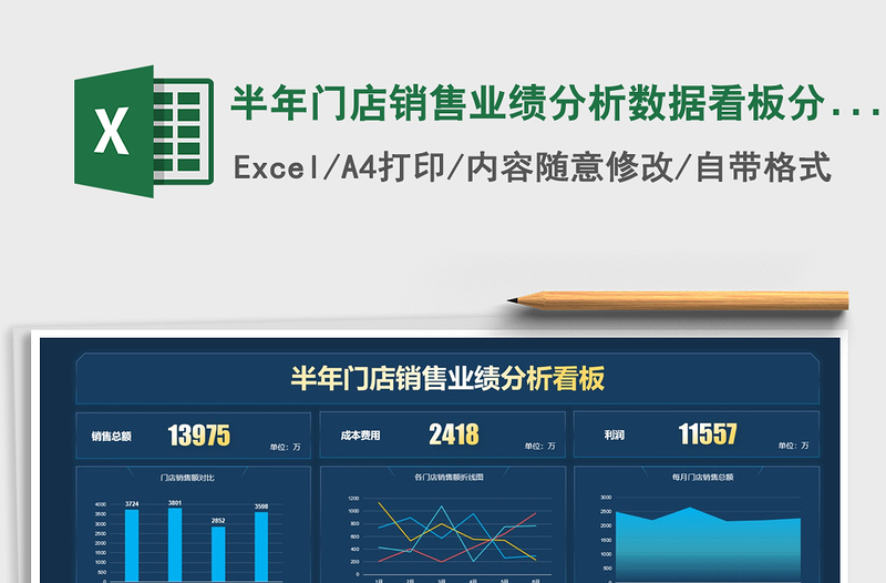 2024半年门店销售业绩分析数据看板分析表exce表格免费下载