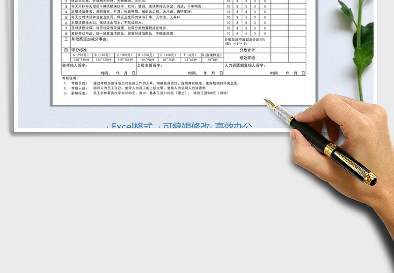 保洁员绩效考核表