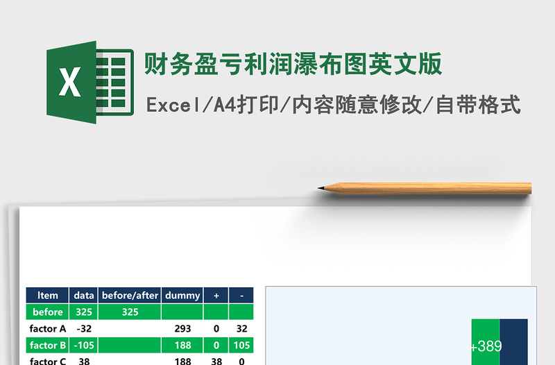 财务盈亏利润瀑布图英文版免费下载