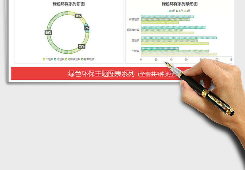 2025年绿色环保素雅图表模板垃圾分类