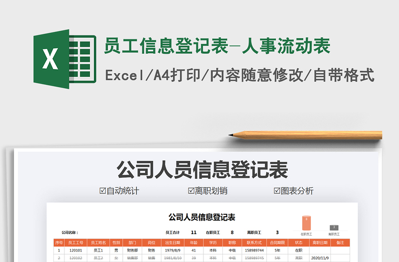 2025年员工信息登记表-人事流动表