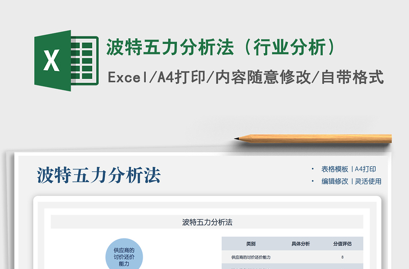 2024波特五力分析法（行业分析）exce表格