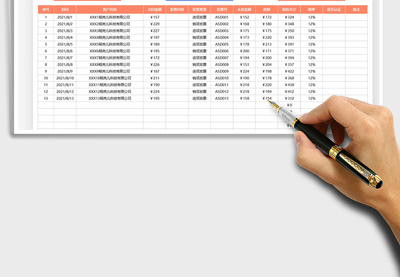 2025客户合同发票管理明细表免费下载