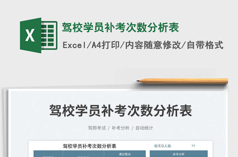 2025驾校学员补考次数分析表免费下载
