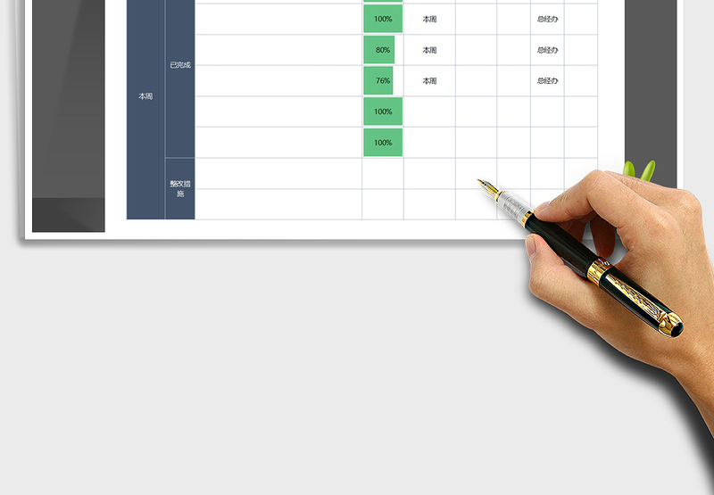 2025年周工作总结计划表（完成百分比自动图表）免费下载
