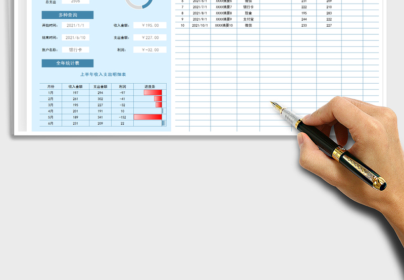 2024财务收入支出表-收支表exce表格