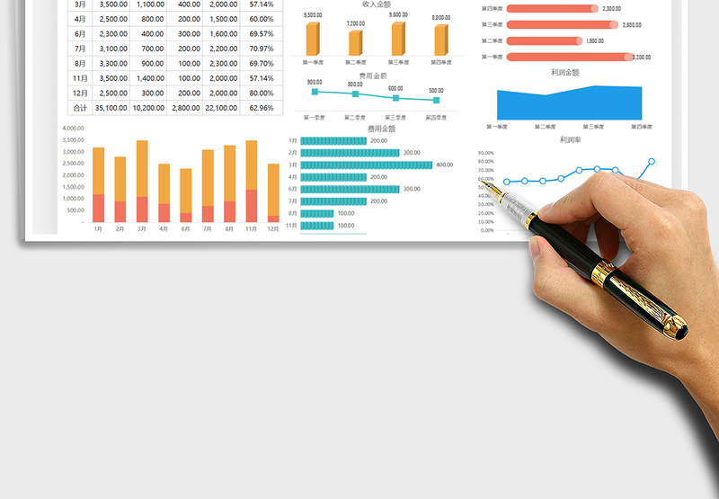 2024财务报表-收支数据可视化图表exce表格