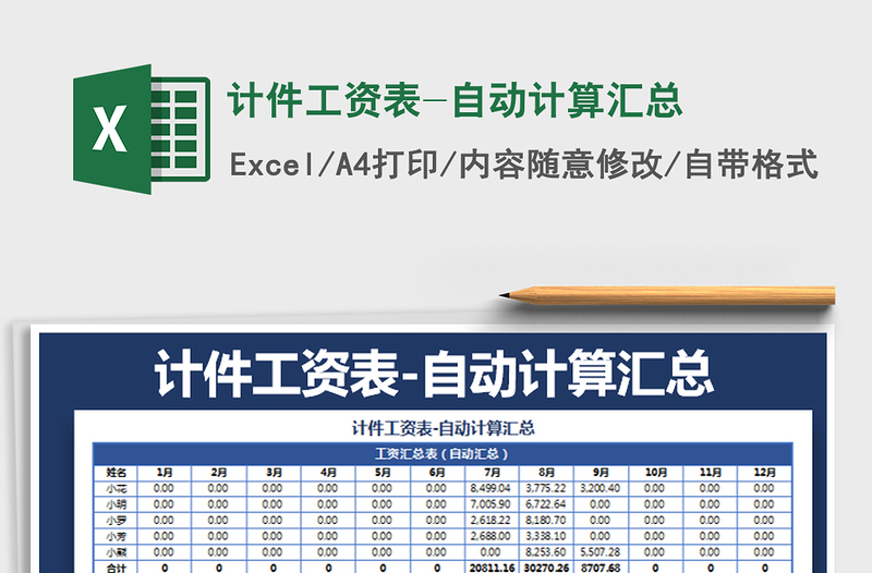 2025年计件工资表-自动计算汇总