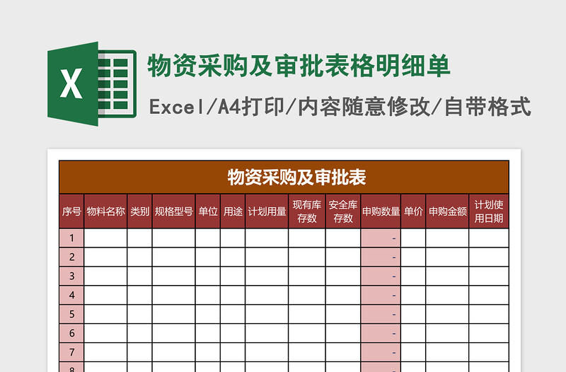 2025物资采购及审批表格明细单