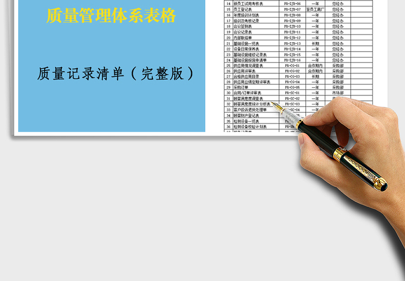 ISO质量管理体系四级文件（质量记录）清单excel表格