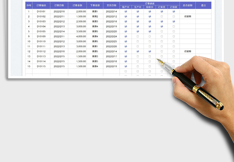 2025生产订单完成进度表免费下载