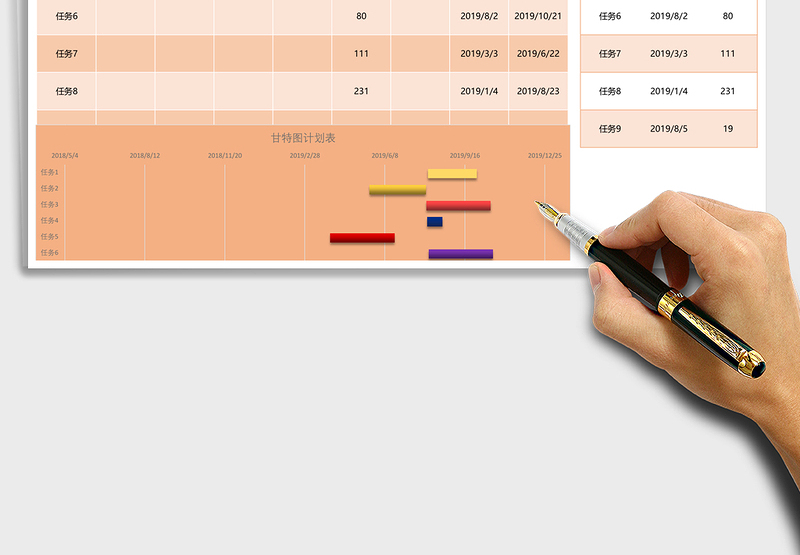 2025项目工程进度甘特图Excel模板