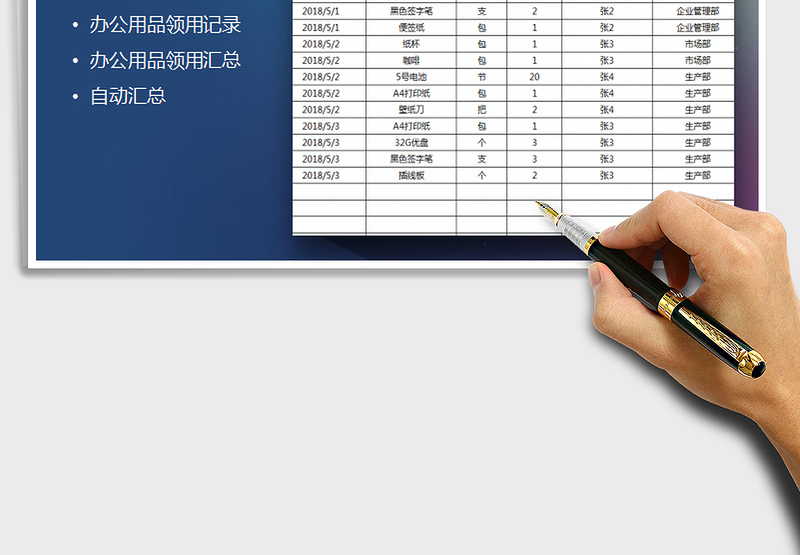 2025年办公用品领用登记及汇总表