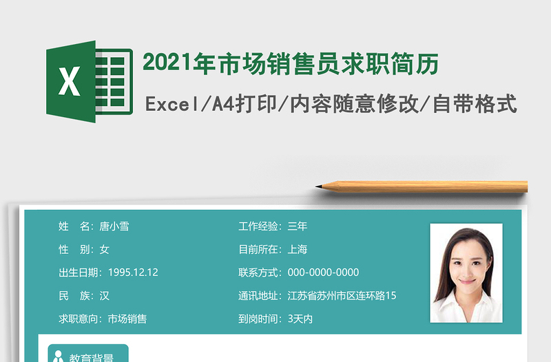 2025年市场销售员求职简历