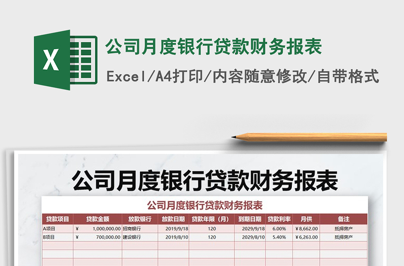 2025年公司月度银行贷款财务报表