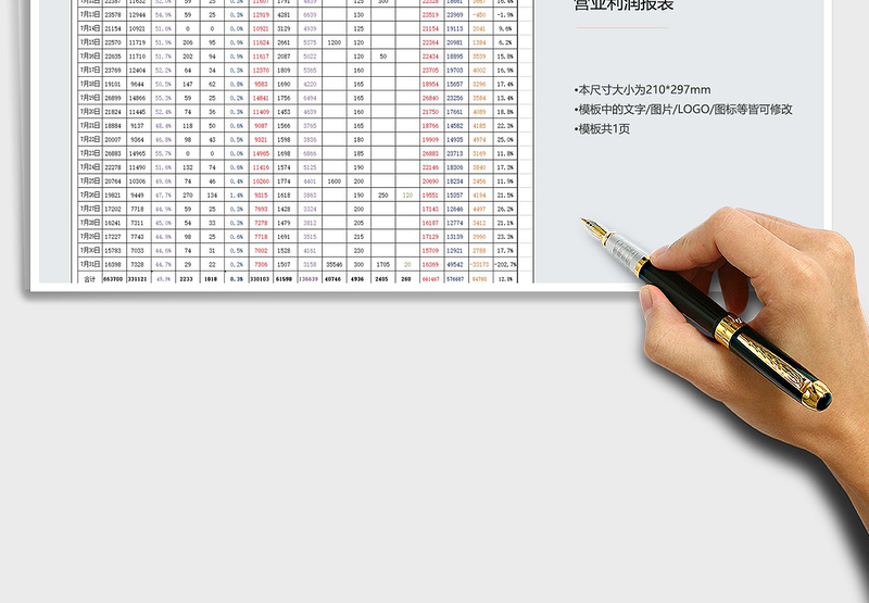 2024年电商月营业利润表免费下载