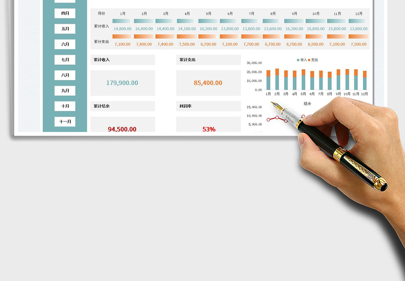 2024财务收支管理系统（全年记账）exce表格