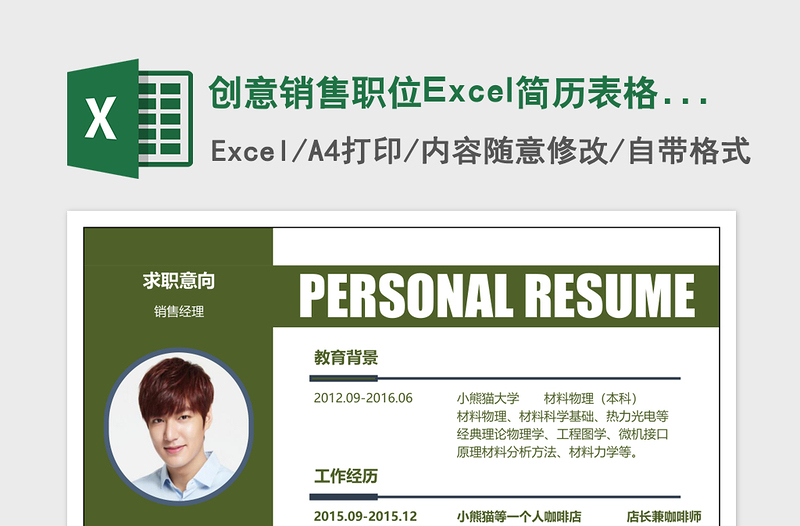 创意销售职位Excel简历表格模版