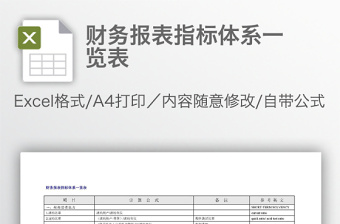 财务报表指标体系一览表免费下载