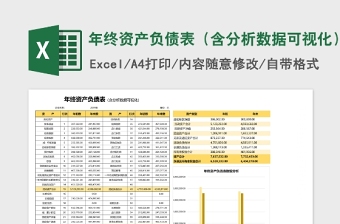 年终资产负债表（含分析数据可视化）excel模板