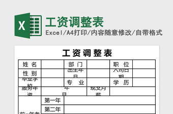 工资调整表excel表格下载