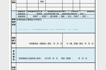 2025学校家庭经济困难助学金申请表Excel模板