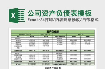 公司资产负债表excel模板