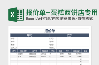 2025餐饮专用excel表格大全