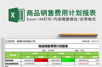 商品销售费用计划报表excel表格下载