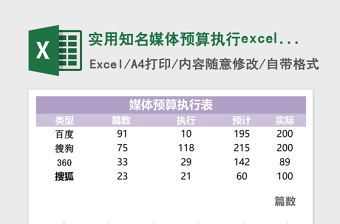 2025实用知名媒体预算执行excel表模板