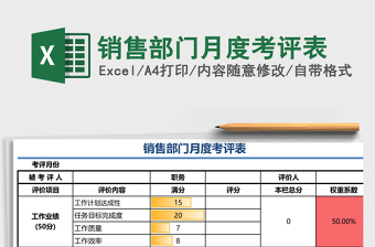 销售部门月度考评表excel表格下载