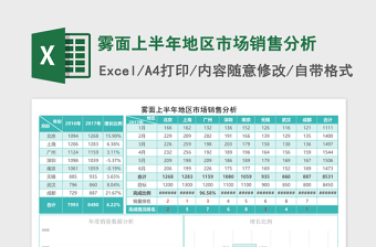 雾面上半年地区市场销售分析excel表格下载